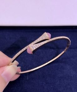 Marli Cleo Diamond Slim Slip-On Bracelet In Rose Gold Pink Quartzite CLEO-B1