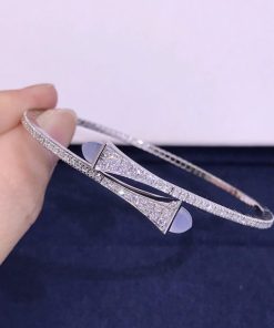 Marli Cleo Diamond Slim Slip-On Bracelet In White Gold Chalcedony CLEO-B1