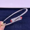 Marli Cleo Diamond Slim Slip-On Bracelet In White Gold Pink Coral CLEO-B1