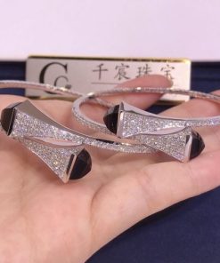 Marli Cleo Diamond Slip-On Bracelet In White Gold Black Onyx CLEO-B3
