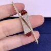 Marli Cleo Diamond Slip-On Bracelet In Yellow Gold Red Agate CLEO-B3