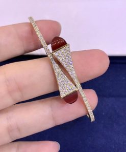 Marli Cleo Diamond Slip-On Bracelet In Yellow Gold Red Agate CLEO-B3