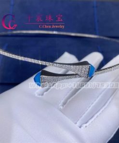 Marli Cleo Diamond Slip-On Necklace In White Gold Blue Agate CLEO-N14