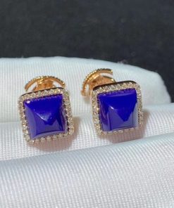 Marli Cleo Diamond Stud Pyramid Earrings In Rose Gold Lapis Lazuli CLEO-E3