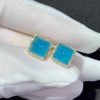 Marli Cleo Diamond Stud Pyramid Earrings In Yellow Gold Sea Blue Chalcedony CLEO-E3