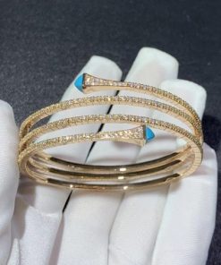 Marli Cleo Diamond Twist Bracelet In Rose Gold Turquoise CLEO-B6