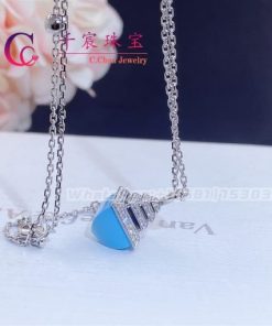 Marli Cleo Mini Rev Diamond Pendant In White Gold Turquoise CLEO-N37