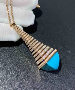 Marli Cleo Rev Diamond Pendant In Rose Gold Turquoise CLEO-N29
