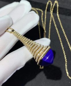 Marli Cleo Rev Diamond Pendant In Yellow Gold Lapis Lazuli CLEO-N29