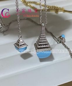 Marli Cleo Rev Diamond Pendant White Gold Turquoise CLEO-N29