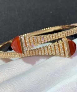 Marli Cleo Rev Diamond Slip-On Bracelet In Rose Gold Red Agate CLEO-B29