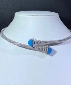 Marli Cleo Rev Diamond Slip-On Necklace In White Gold Turquoise CLEO-C29