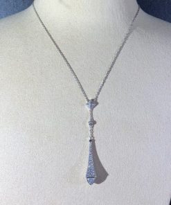 Marli Cleo Rev Full Diamond Long Chain Drop Pendant Necklace In White Gold CLEO-N85