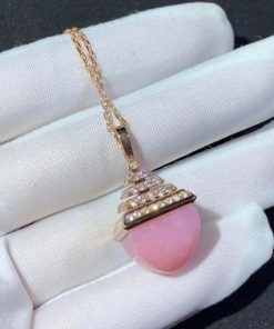 Marli Cleo Rev Midi Diamond Pendant In Rose Gold Pink Quartzite CLEO-N22