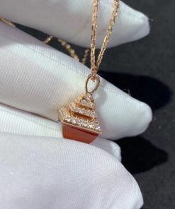 Marli Cleo Rev Mini Diamond Pendant In Rose Gold Red Agate CLEO-N37