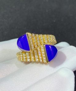 Marli Cleo Rev Slim Diamond Ring In Yellow Gold Lapis Lazuli CLEO-R27