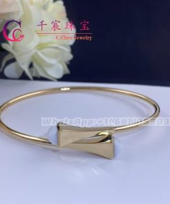 Marli Cleo Wire Gold Slip-On Bracelet In Yellow Gold White Agate CLEO-B22