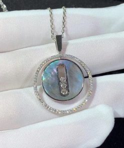 Messika Lucky Move MM Grey mother-of-pearl White Gold Diamond Necklace 10837-WG