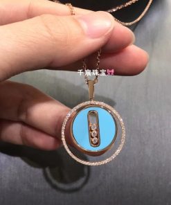 Messika Lucky Move MM Pink Gold Turquoise For Her Diamond Necklace 10836-PG