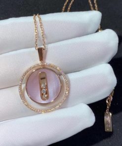 Messika Lucky Move MM Pink mother-of-pearl Rose Gold Diamond Necklace 10833-PG