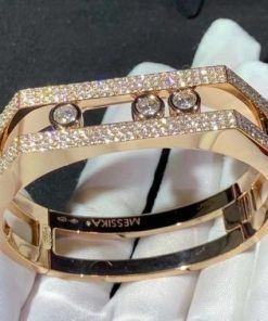 Messika Move Pei Pav?? Cuff Pink Gold Diamond Bracelet 06750-PG