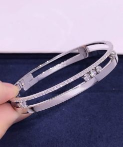 Messika Move Romane Large Bangle White Gold For Her Diamond Bracelet 06747-WG