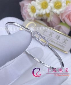 Messika Move Uno Pav?? Flex Bangle White Gold For Her Diamond Bracelet 11134-WG