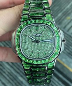 Patek Philippe 5711 18k White Gold Plating Black Full Emerald Bguette