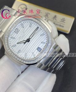 Patek Philippe Nautilus 7118/1200A-010 ??Ladies?? Stainless Steel Silver Dial Diamond Bezel