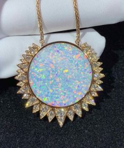 Piaget Sunlight Pendant Rose Gold White Opal Diamond Pendant G33L1G00