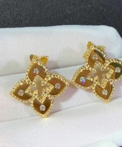 Roberto Coin 18K Petite Venetian Princess Satin Stud Earring W. Diamond Accent