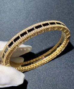 Roberto Coin Art Deco Bangle with Black Jade and Diamonds