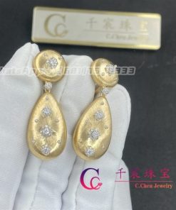 Buccellati Macri Pendant Earrings In Yellow Gold With Yellow Gold Bezels Set With Diamonds