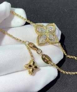 Roberto Coin Princess Flower Bracelet with Diamonds in yellow gold