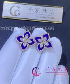 Roberto Coin Princess Flower Earrings 18kt rose gold with Diamonds and Lapis 20mm