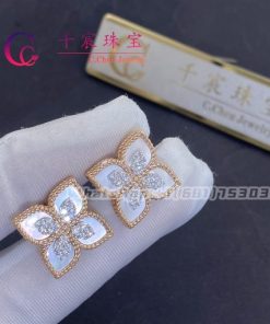 Roberto Coin Princess Flower Earrings With Diamonds And Mother Of Pearl 18K Rose Gold 20mm