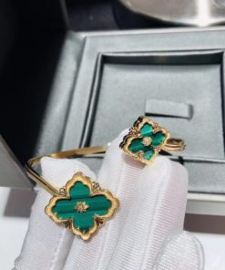 Buccellati Opera Color 18k Rose Gold Contrarie Malachite Bracelet