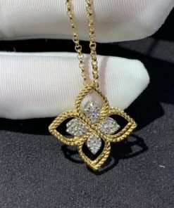 Roberto Coin Princess Flower Pendant White Gold with Diamonds