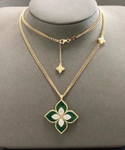 Roberto Coin Princess Flower Pendant with Diamonds and Lapis Large version 34mm