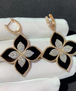 Roberto Coin Princess Flower Pendant Yellow Gold with Diamonds and Malachite