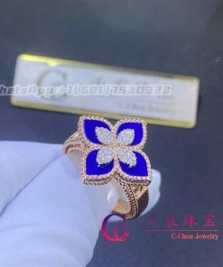 Roberto Coin Princess Flower ring rose gold with lapis lazuli Small version 20mm
