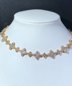 Roberto Coin Princess Flower Rose Gold Diamonds Necklace