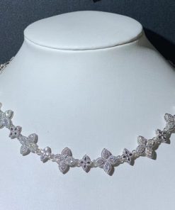 Roberto Coin Princess Flower White Gold Necklace with Diamonds