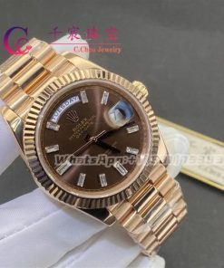 Rolex Day-Date 228235 Rose Gold Chocolate Diamond Dial