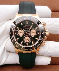 Rolex Daytona 116515LN 18k Everose Gold Black Dial Rubber Oysterflex 116515