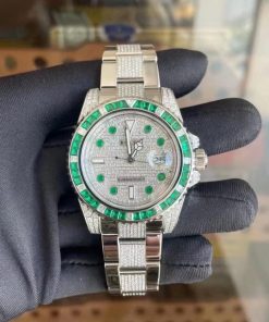 Rolex Submariner Baguette Emerald Bezel White Gold ?C 116649EMBR