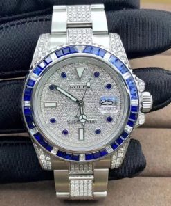 Rolex Submariner Date custom Baguette Sapphire Bezel 116610LN