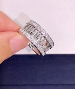 Tiffany Atlas Open Work Roman Numeric Ring with Diamonds