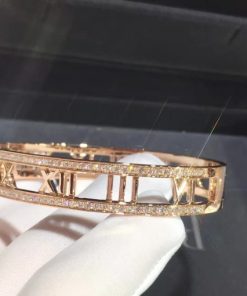 Tiffany Atlas? X Open Hinged Bangle in Rose Gold with Diamonds Medium 67790367