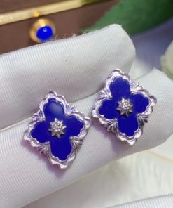 Buccellati Opera Earrings with Lapis Accents 18K White Gold